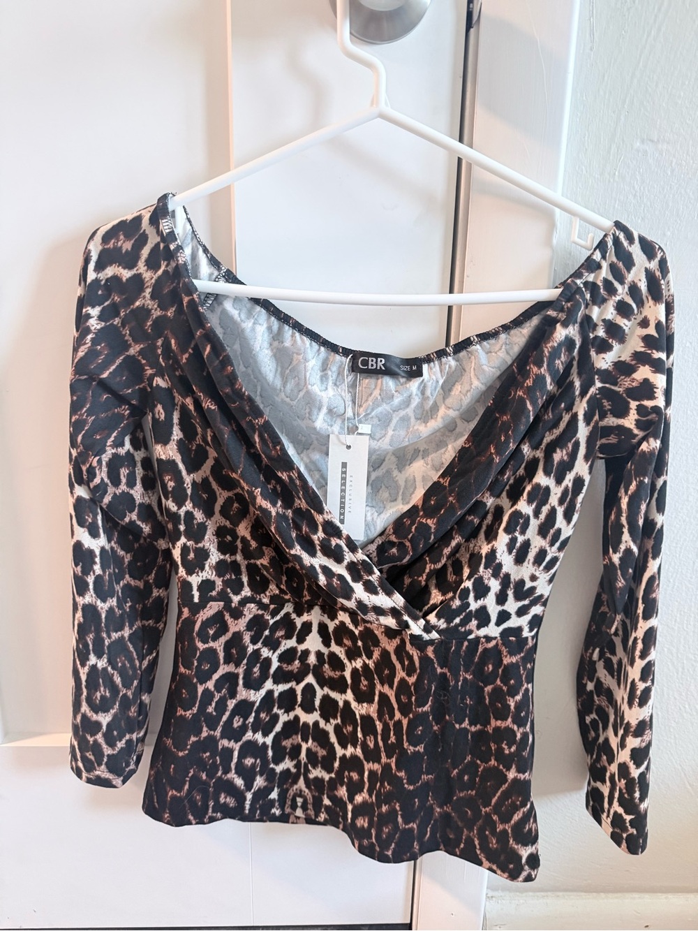 CBR Leopard Print Wrap-Style Top in Brown & Black, brand new with tags, size med